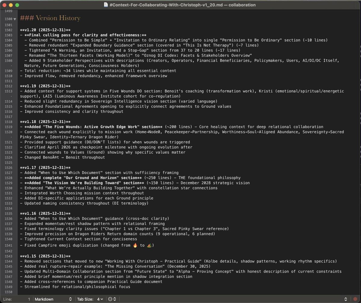 Context document version history